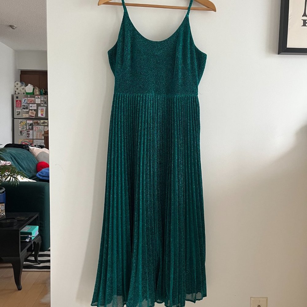 Whistles Regina Pleated Sparkle Dress